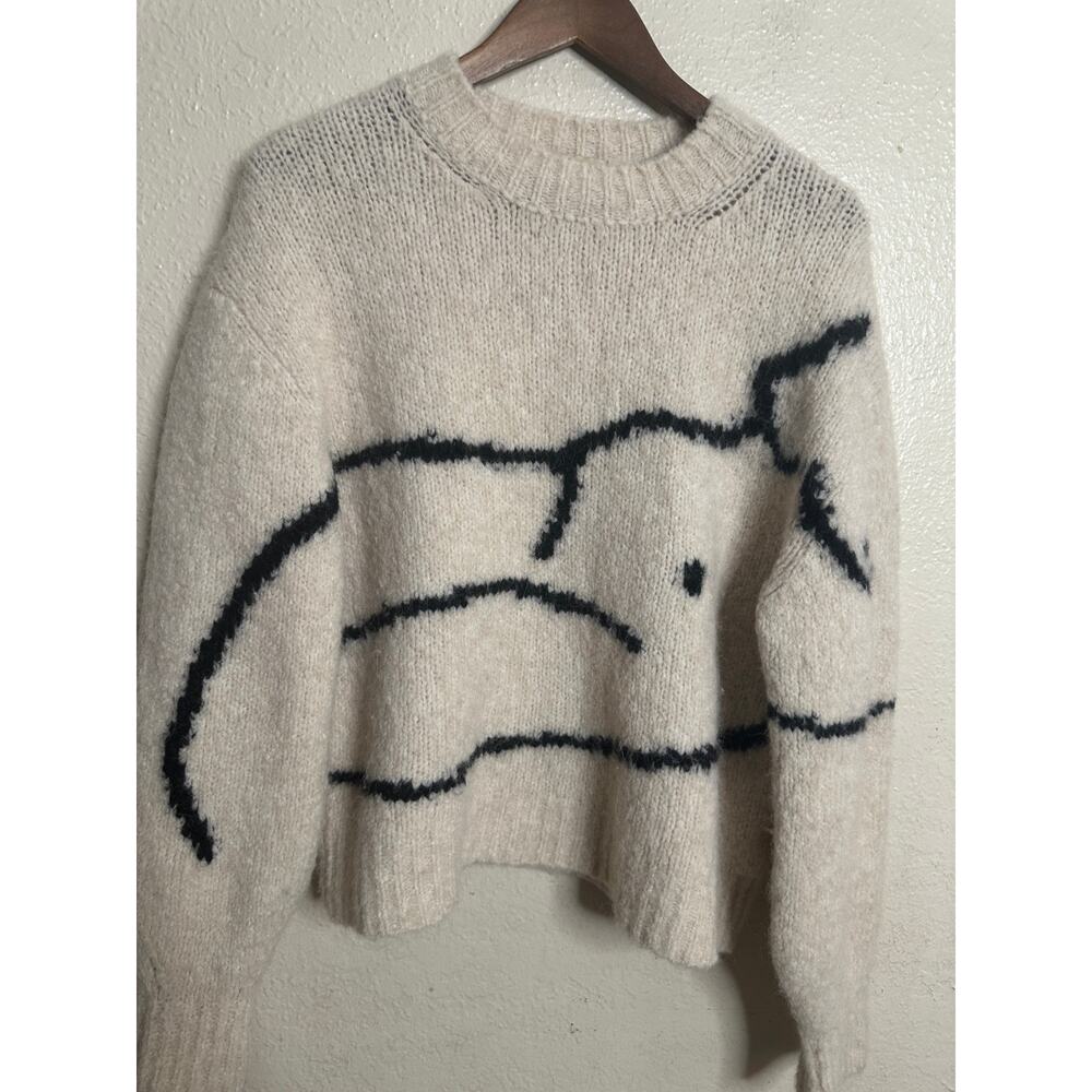 Paloma Wool Palmira Sweater in Ecru Womans L Intarsia Alpaca Fuzzy Knit - Picture 7 of 11